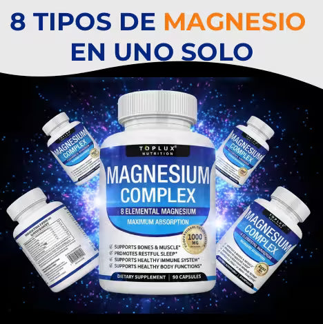 MAGNESIUM COMPLEX, EL MAS COMPLETO, NO MAS ESTRES, NO MAS CANSANCIO, NO MAS CALAMBRES